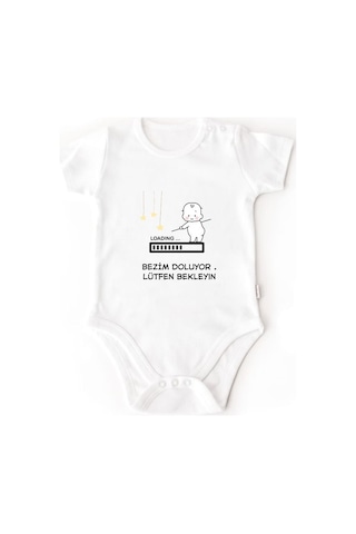 Bezim Doluyor Loading Bebek Body - Espirili Bebek Kıyafeti Beyaz