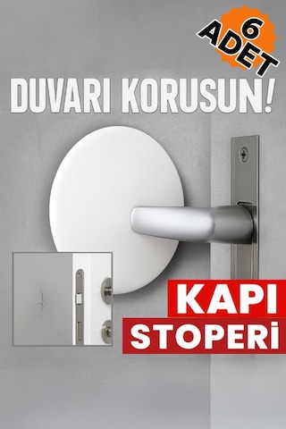 6 Adet Beyaz Yapışkanlı Kapı Kolu Stoperi Duvar Koruyucu Tampon, Durdurucu Tutucu
