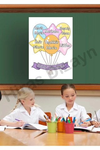 Sihirli Sözcükler Okul Öncesi Ve İlkokul Eğitici Afiş Sınıf Kuralları Poster Seti A3 Boyut 30x42 Cm