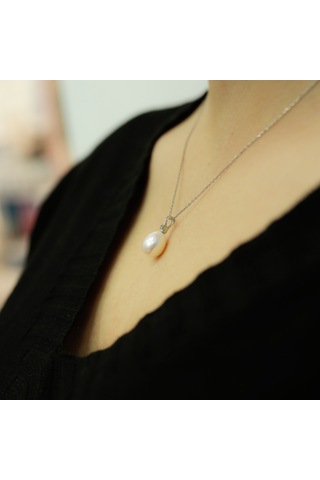 Lova Pırlantalı Drop Inci Kolye - 2040023