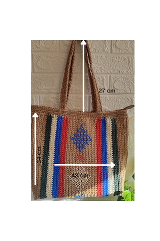 BuSaKo El Yapımı Tığ İşi Örme Kadın Omuz Çantası/Motif Detaylı