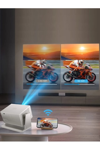 Auhma Apr2 5g Wifi Bluetooth Android Projeksiyon Makinesi - Otomatik Netleme, Dahili Hoparlör