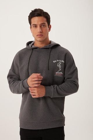 Polostate Erkek Ön Arka Age Of State Baskılı Sweatshirt Antrasit