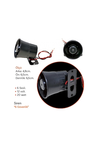 Carub Siren Güvenlik 12v 20w 6 Sesli 4,8cm Br2741105