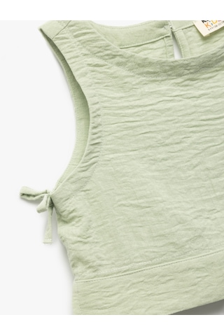 Koton Bisiklet Yaka Dokulu Kolsuz Crop Bluz Yeşil 5skg60140aw Yeşil