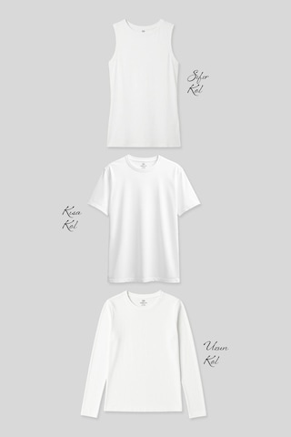 Basic O Yaka 3 Lü Paket Beyaz Kadın T-shirt Beyaz