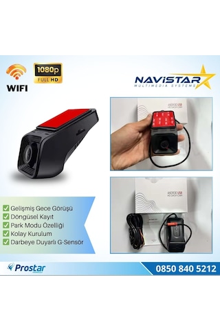 Wifi G-sensör Park Modu 128 Gb Destekli Araç Yol Sürüş Kamerası Geniş Açılı