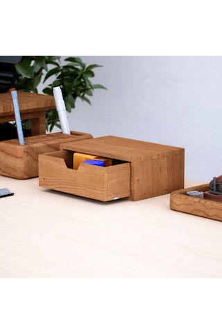 Desna Tek Katlı Tek Çekmeceli Mini Dolap - Kiraz 18 Cm Uzunluk X 12.1 Cm Derinlik X 7.2 Cm Woodsaka Doğal Ahşap