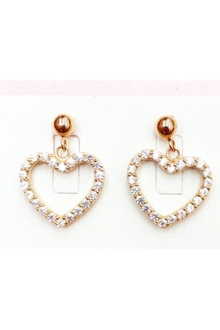 Oriental Kuyumculuk Jewellery Rose Kalp Küpe Rose
