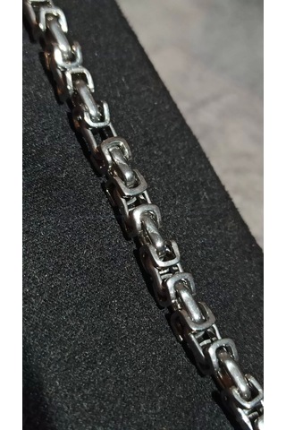 Gümüş Renk, Modern Halkalı Paslanmaz Çelik Erkek Bileklik 22 Cm Çok Renkli