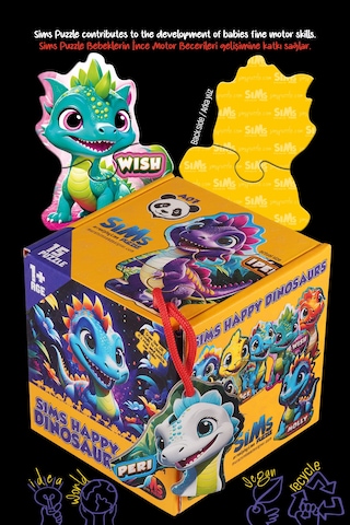Sims Puzzle Bebekler İçin İlk Puzzle Yapboz Baby Dinozor - 1 Yaş Üstü Montessori Eğitici Oyuncak Dinozorlar