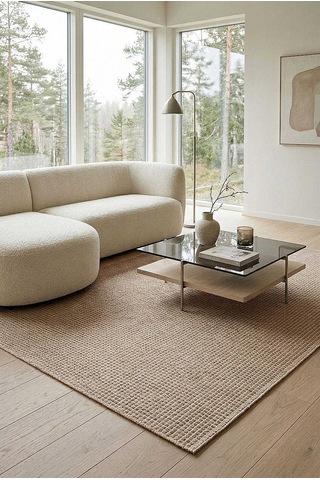 Divan Şönil Pamuklu Tek Renk Desensiz Kilim Halı Hr-4501 Bej