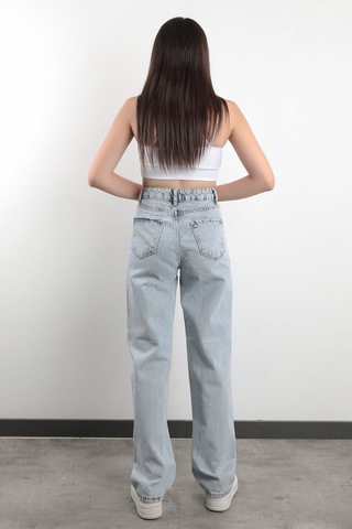 Giysa Jb Paris Boru Paça Yüksek Bel Boyfriend Jean %100 Pamuk Buz Mavi Kadın Kot Pantolon - 591-2139 Buz Mavi