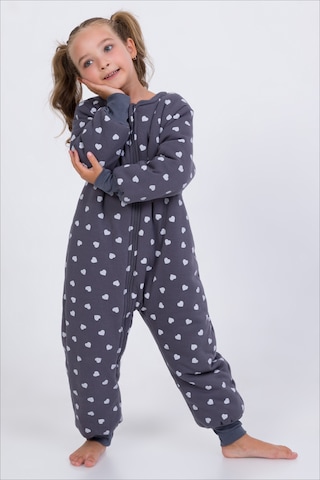 Kız Erkek Çocuk Kalın Elyaf Dolgulu Premium Kalite 2.5 Tog Desenli Uyku Tulumu Antrasit - Gri