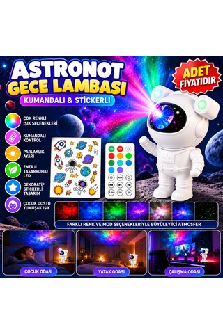 Stickerlı ,kumandalı Astronot Model Gece Lambası Belirtilmemiş