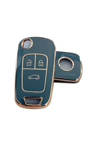 Opel Astra J Insignia Chevrolet Cruze Uyumlu Nano Kumanda Anahtar Kılıfı Oto Anahtarlık Gri - Gold