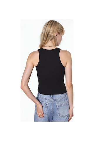 Hiccup Busem V Yaka Ribanalı Tank Top Siyah
