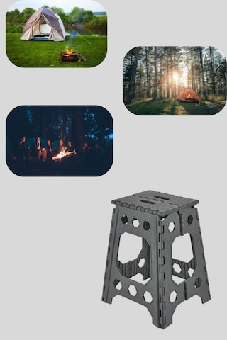 Piev Katlanır Çok Amaçlı Kolay Taşınır Kamp Piknik Tabure Antrasit