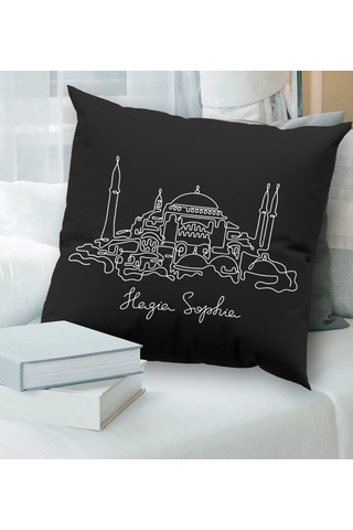 BK Gift İstanbul Tasarımlı Premium Kumaş Siyah Kırlent Yastık, Ev