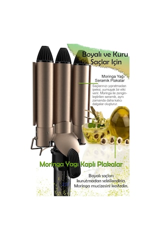 Hairens Hrs-960 - 4 Parça Saç Şekillendirme Seti Wag Maşa & Afro İnce Maşa & 32 MM Kalın Maşa