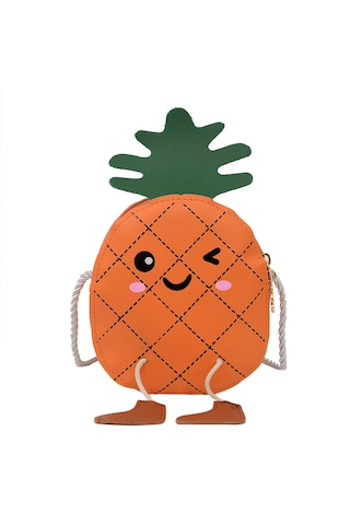 Sevimli Ananaslı Çocuk Çapraz Askılı Çanta-turuncu Turuncu