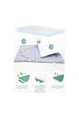 Mordesign Bebek Alt Açma Minderi, Yıkanabilir, Elyaf Dolgulu Alt Değiştirme Pedi, Yıldız Serisi, Gri Zg271-8