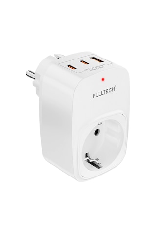 Fulltech Ftr-24 Çoklu Duvar Prizi 16a 3680w Beyaz 2x Usb-c + 1x Usb-a Şarjlı Priz Akım Korumalı Kablosuz