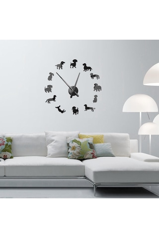 Kendin Yap Dachshund Duvar Sanatı Sosis Köpek Yavrusu Köpek Evcil Hayvan Aynalı Çerçevesiz Dev Duvar Saati Sausaby Diğer