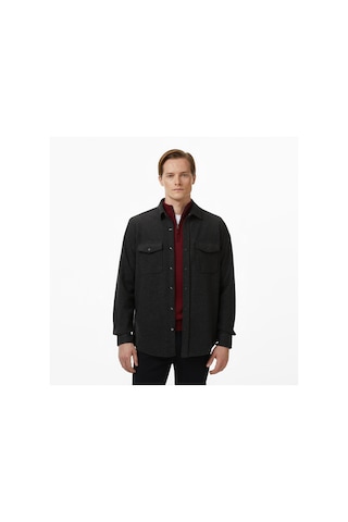 Nautica Erkek Siyah Classic Fit Gömlek Düz W57412t Gri