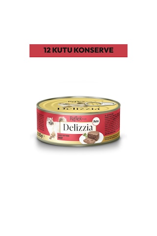 Delizzia Kıyılmış Dana Etli Yetişkin Kedi Maması 12 X 85 Gr.