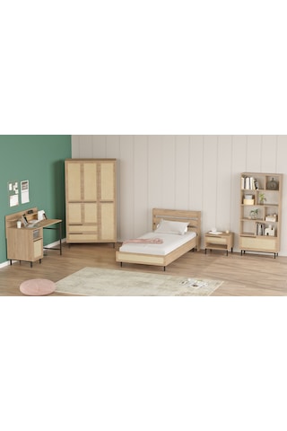 Robin Home Lidya Genç Odası Takımı 5'li Set Sepet-uv Baskı Jüt Kahverengi