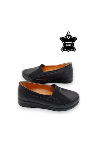 Kadın Hakiki Deri Içi Deri Comfort Tam Ortopedik Anne Ayakkabı Siyah-streçli Siyah