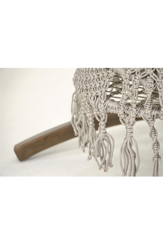 Bade Klasik Ladin Ahşap Örgülü Salıncak - Bahçe, Balkon Ve Teraslarda -krem Krem