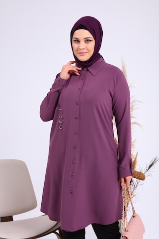 Ferace Buyuk Beden Tunik Tesettur Kadin Ayrobin Kumas 001