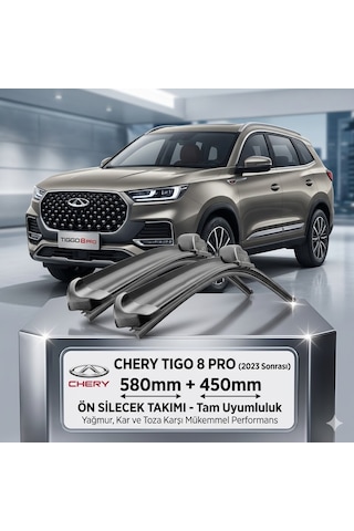 Chery Tiggo 8 Pro Silecek Takımı 2023 Sonrası - Silbak Professional Serisi - 580mm + 450mm Tam Uyum