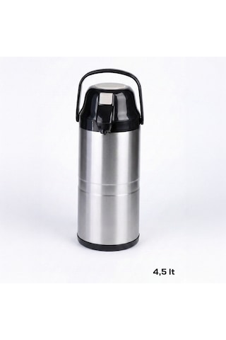 Cooker 2009-1 Çift Kat Paslanmaz Çelik Pompalı Termos Çay Termosu Su Termosu Siyah 4,5lt Siyah