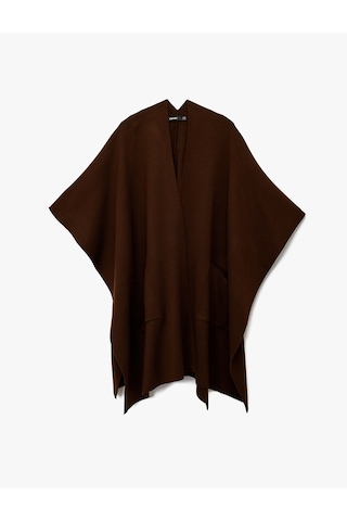 Koton Cepli Uzun Oversize Triko Panço Kahverengi 6wak90524ht Kahve