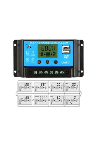 Youmex 10a Pwm Güneş Şarj Kontrol Cihazı - 12.6v Lcd Ekranlı, Lityum Pil Ve Aşırı Yük Korumalı