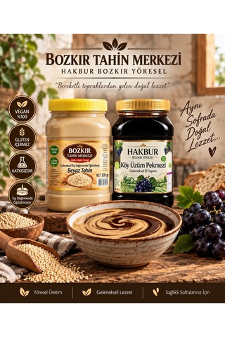 Bozkır Tahin Merkezi Muhteşem İkili Beyaz Tahin 935 Gr- Köy Üzüm Pekmezi 950 Gr Doğal&katkısız
