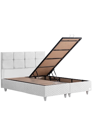Gümüş İkili Set, Gümüş Çift Kişilik Baza Başlık Seti Beyaz 160 x 200