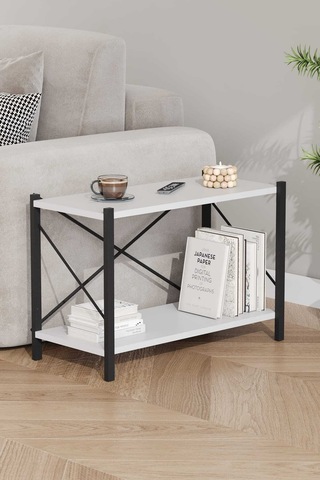 Koltuk Yani Sehpa Siyah Profil Beyaz Sunta 60x24x44 Cm Mtl021 Siyah-beyaz