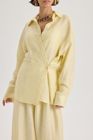 Mai Collection Mai Studios Co. Yovena Düğme Detay Sarı Oversize Gömlek sarı
