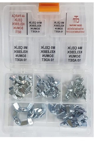 Kelebek Somun Çelik Kelebek Somun Seti 44 Parça N11.22557