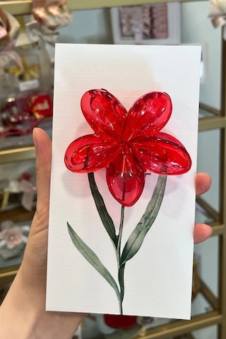 Kırmızı Lotus Toka 8 Cm Kartsız