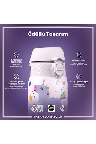Ion8 - Paslanmaz Çelik Çocuk Suluk - Unicorn - 400 Ml - Sızdırmaz Çok Renkli