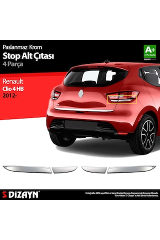 S-Dizayn Renault Clio 4 Hb Krom Stop Alt Çıtası 4 Prç 2012 Üzeri