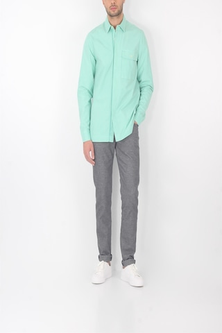 Unisex Mint Yeşili Gizli Düğme Kapamalı Cepli Overshirt  Gömlek Mint