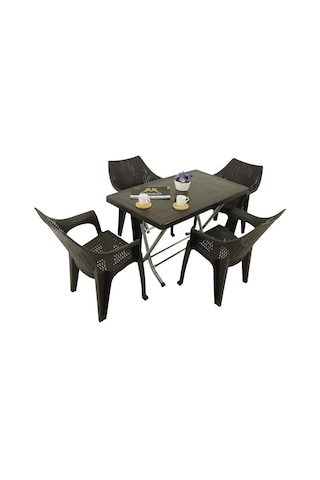 Depootoptan Mandella Zeugma 70 x 120 CM Katlanır Ayak 4 Kişilik Polo Koltuk Masa T Kahverengi