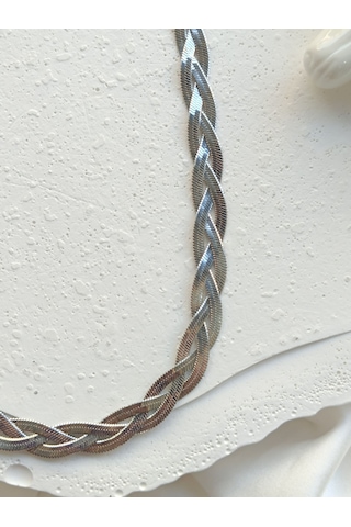 Örgü İtalyan Zincir Kolye Silver