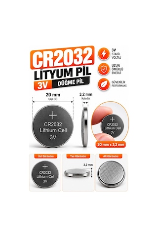 Cr2032 Pil 3v 10 Adet Rio Cr 2032 Para Pil Lityum Düğme Pil Araba Kumandası Baskül Tartı Pili Saat Oyuncak Cihaz Pili